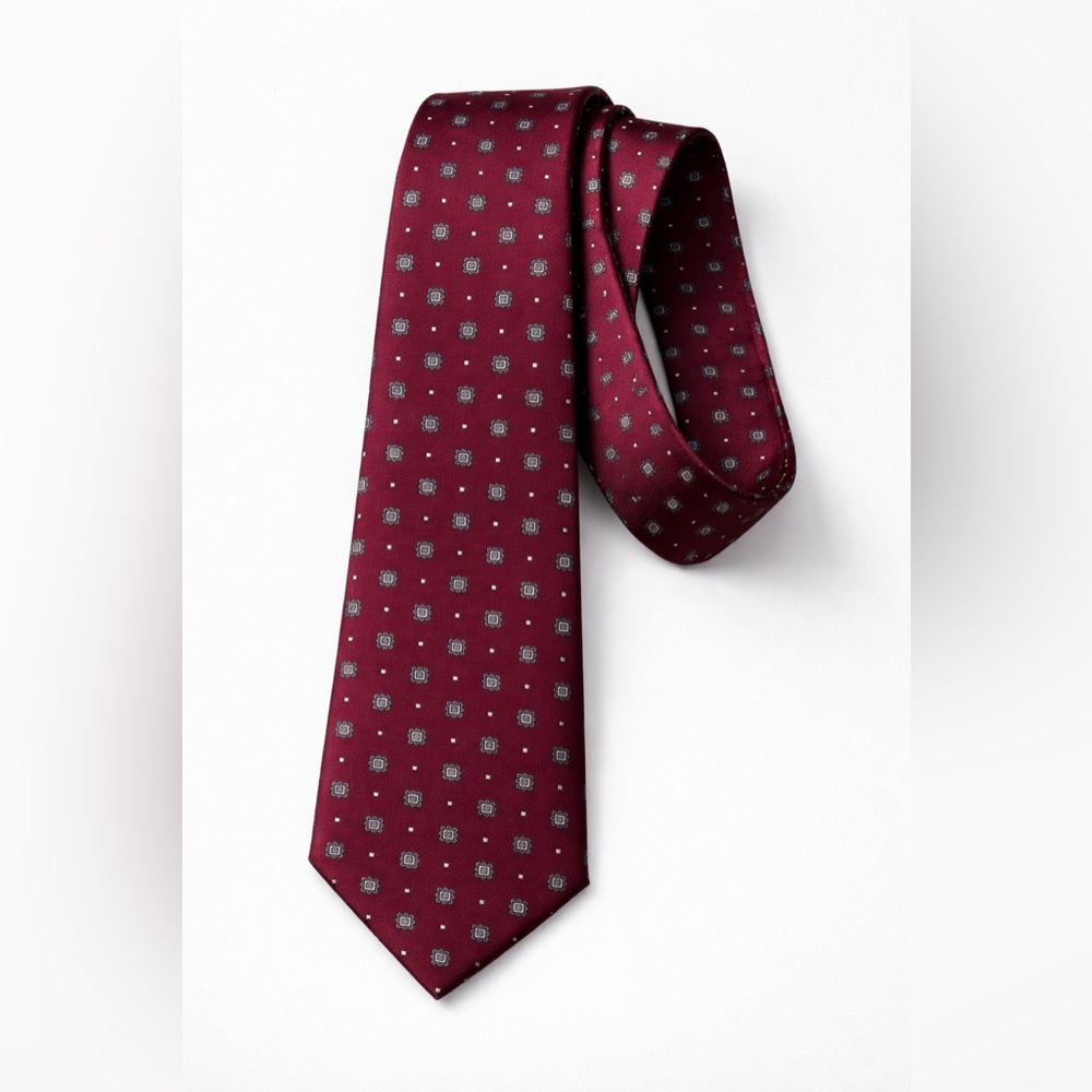 Christian Dior Vintage Red Silk Patterned Tie